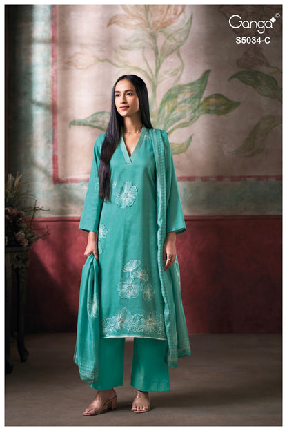 Fenyra S5034 Ganga Cotton Satin Pant Style Suits Manufacturer Ahmedabad