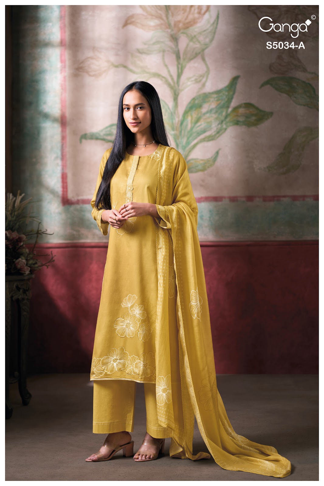 Fenyra S5034 Ganga Cotton Satin Pant Style Suits Manufacturer Ahmedabad