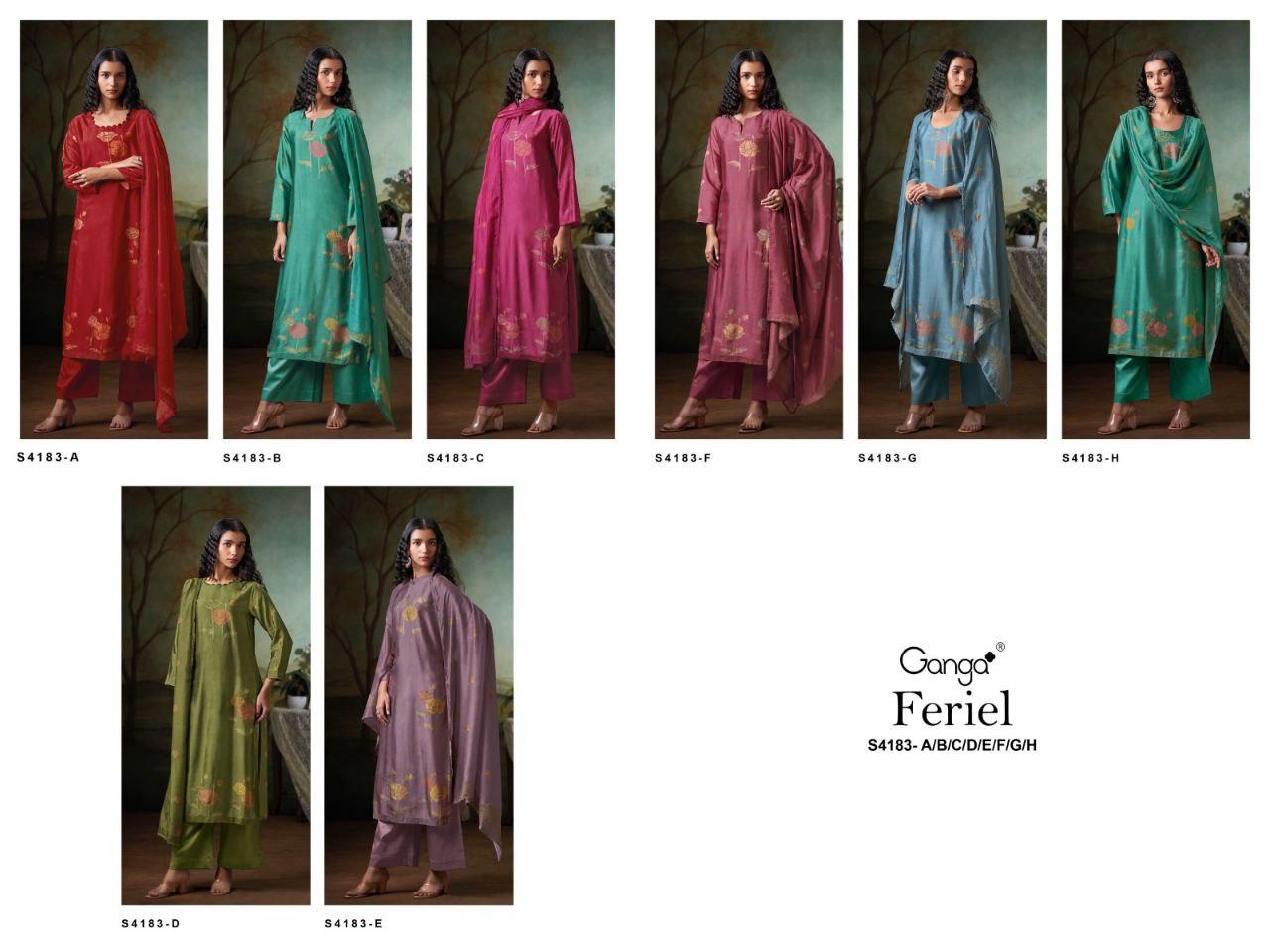 Feriel 4183 Ganga Premium Bemberg Plazzo Style Suits Exporter India