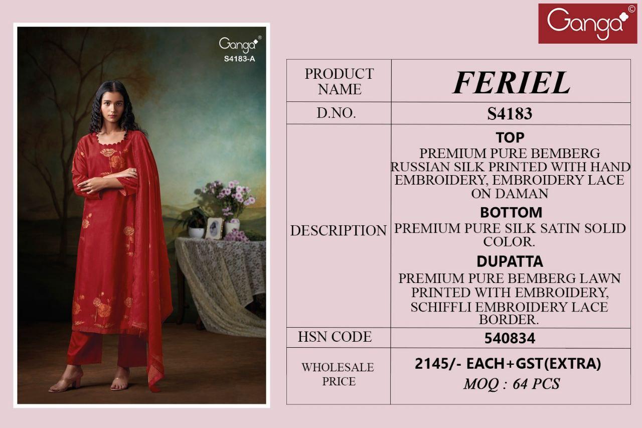 Feriel 4183 Ganga Premium Bemberg Plazzo Style Suits Exporter India