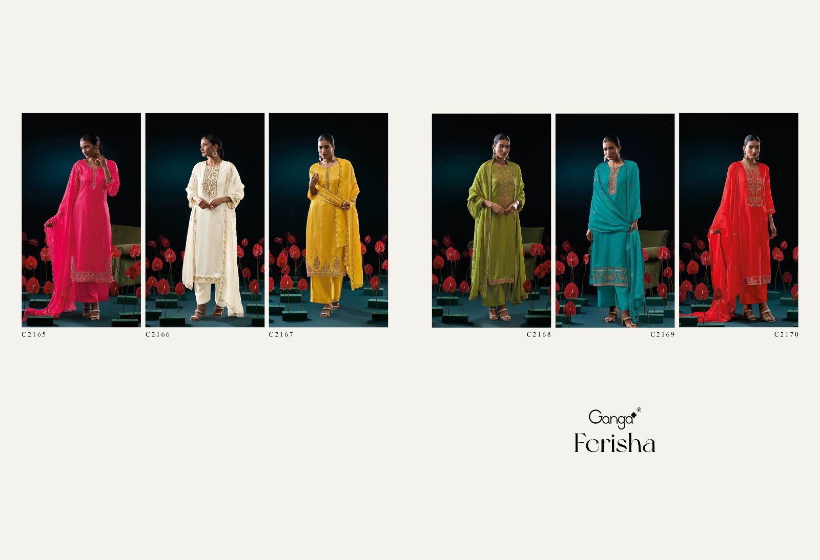 Ferisha Ganga Silk Jacquard Plazzo Style Suits Wholesale Price