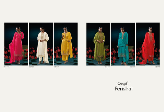 Ferisha Ganga Silk Jacquard Plazzo Style Suits Wholesale Price