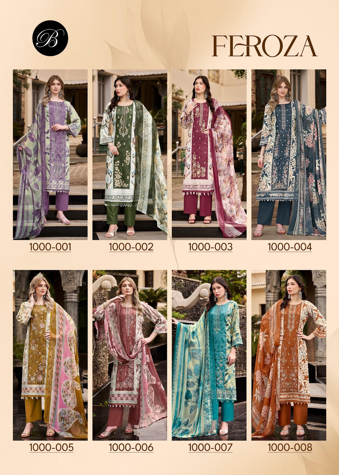 Feroza Belliza Designer Studio Jam Cotton Karachi Salwar Suits Wholesale Price