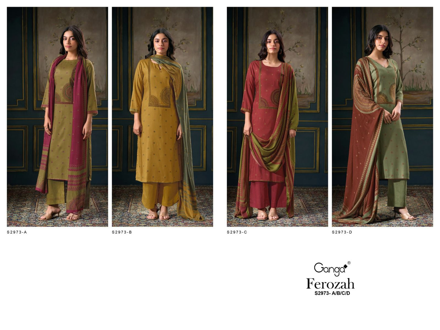 Ferozah S2973 Ganga Dobby Pashmina Suits Wholesale Price