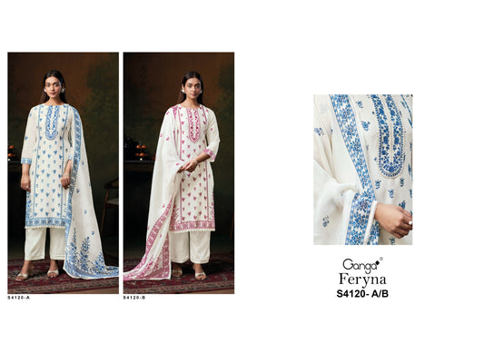 Feryna 4120 Ganga Bemberg Silk Salwar Suits Supplier India