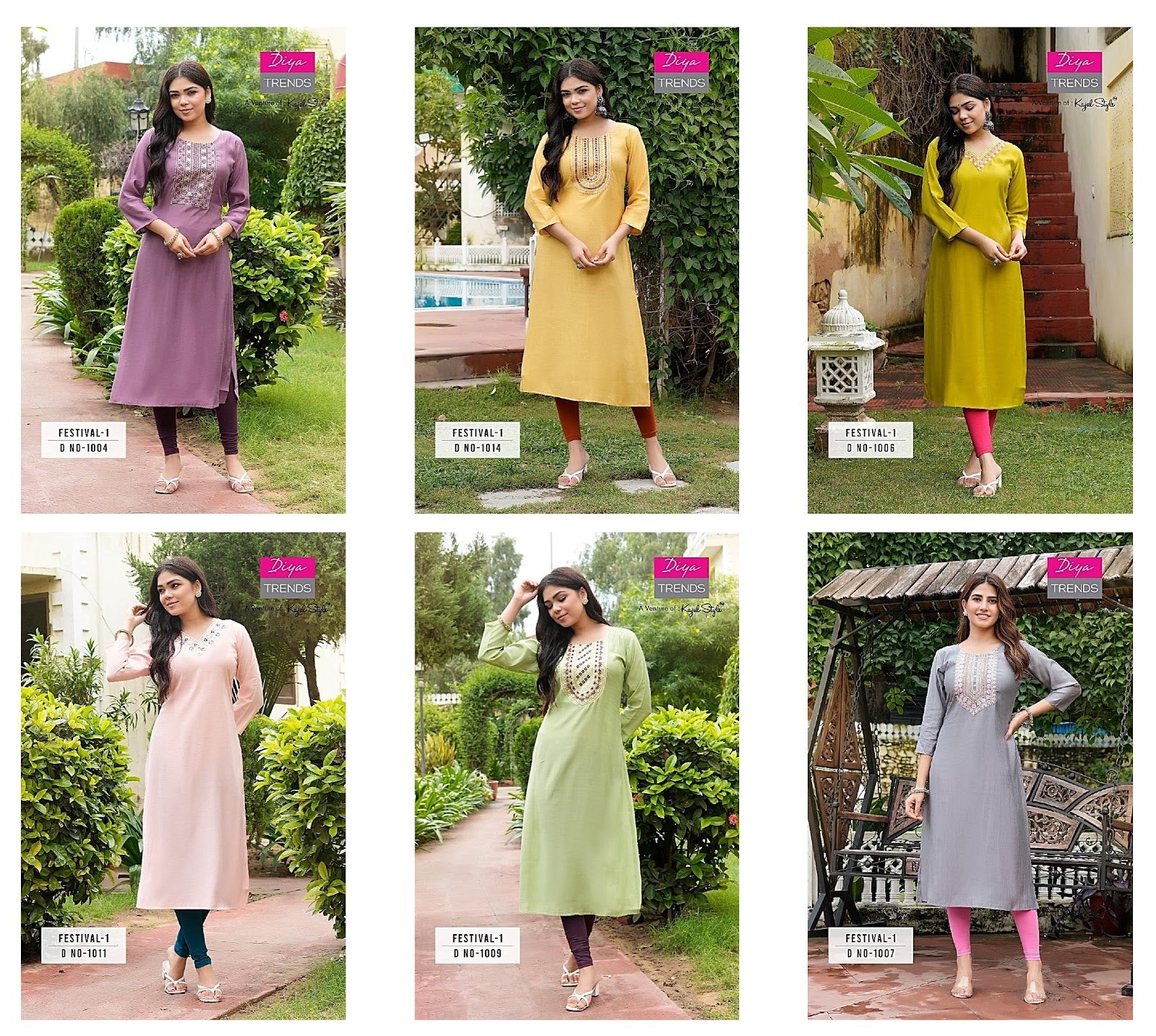 Festival 1 Diya Trends Roman Silk Long Straight Kurti Supplier