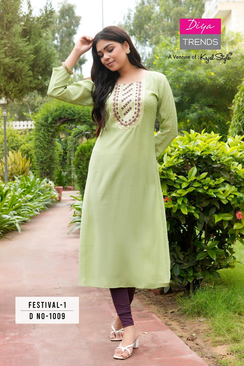 Festival 1 Diya Trends Roman Silk Plus Size Kurtis Manufacturer