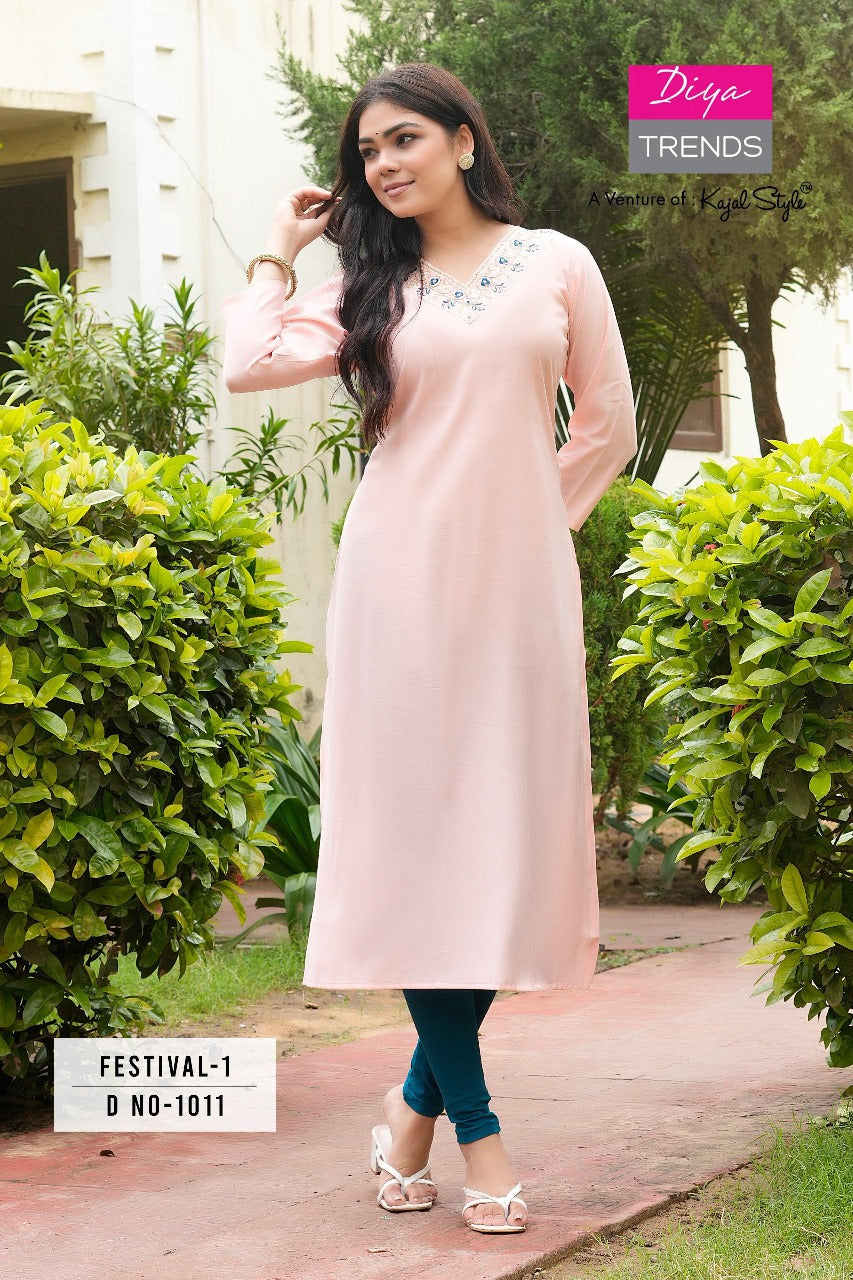 Festival Diya Trends Roman Silk Plus Size Kurtis Manufacturer