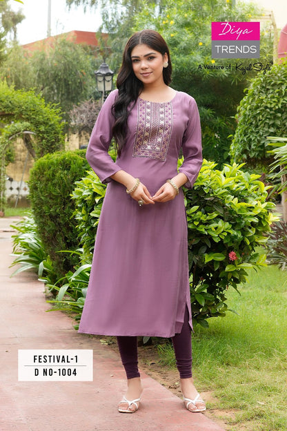 Festival 1 Diya Trends Roman Silk Plus Size Kurtis Manufacturer