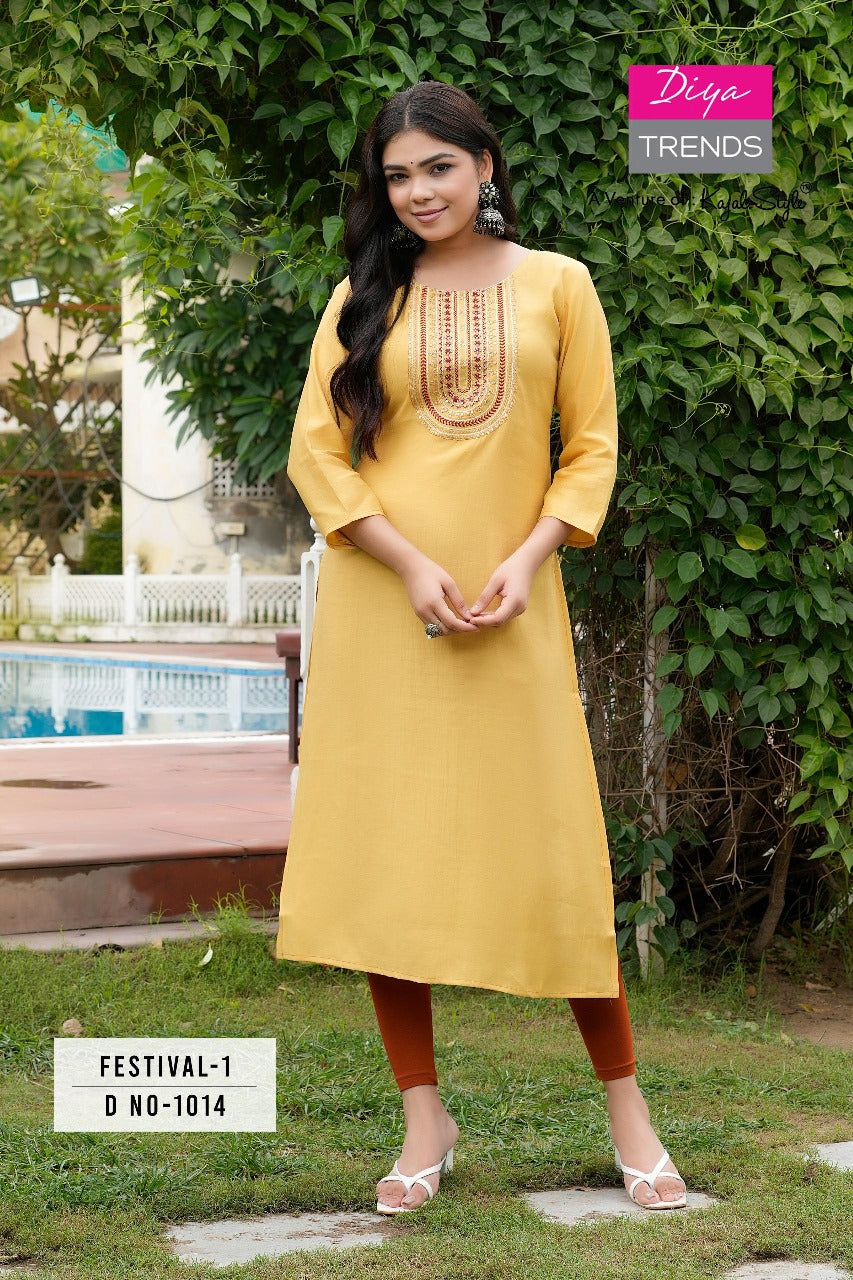 Festival 1 Diya Trends Roman Silk Plus Size Kurtis Manufacturer