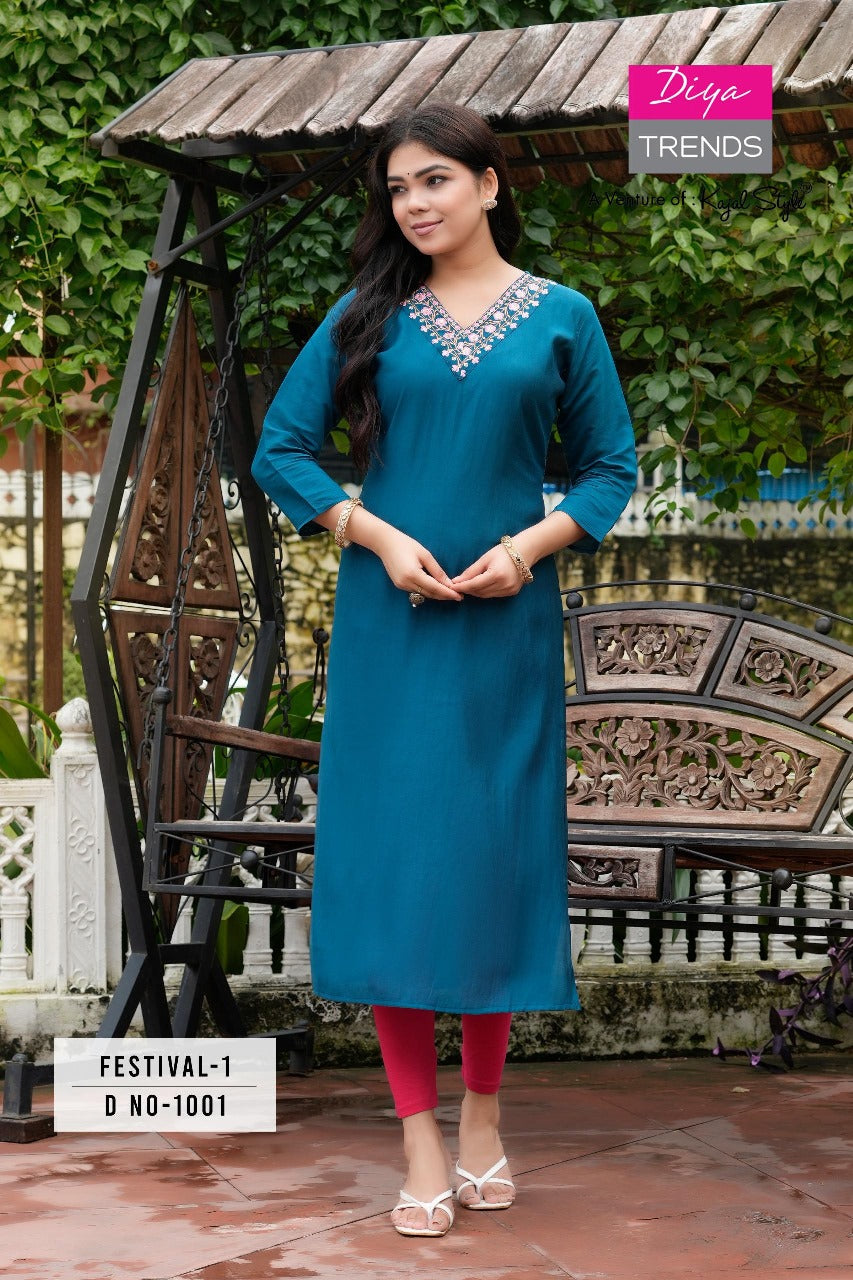 Festival 1 Diya Trends Roman Silk Plus Size Kurtis Manufacturer