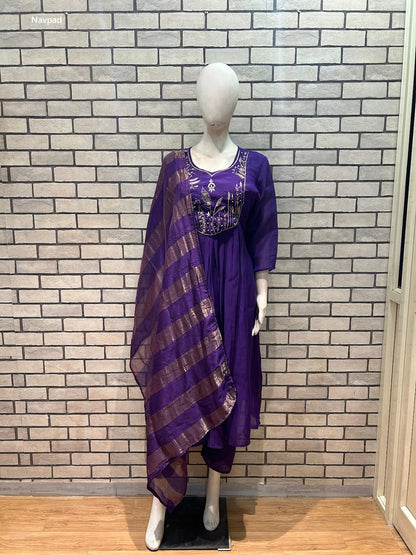 Festival Launch Navpad Chanderi Readymade Anarkali Suits Manufacturer India