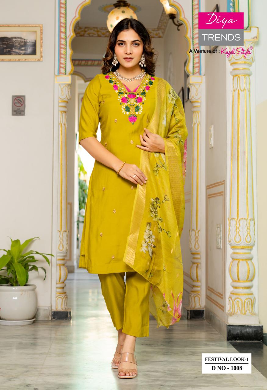 Festival Look 1 Diya Trends Roman Silk Readymade Pant Style Suits Manufacturer Ahmedabad