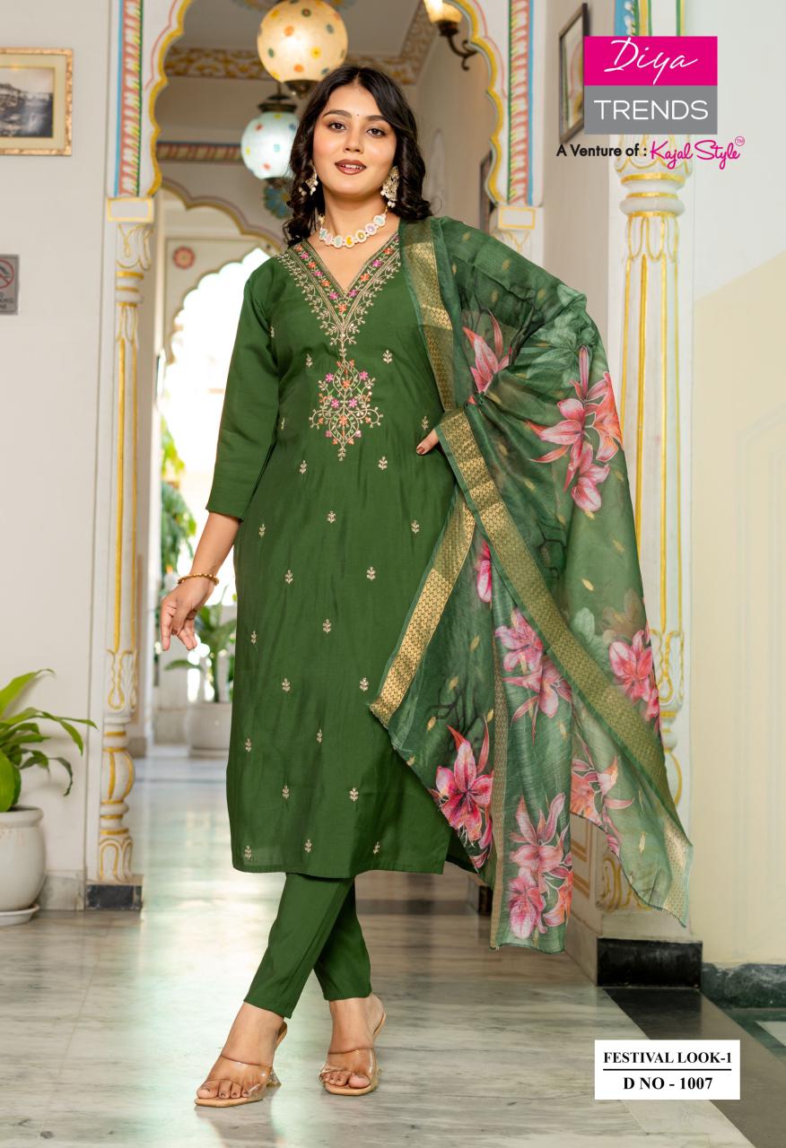 Festival Look 1 Diya Trends Roman Silk Readymade Pant Style Suits Manufacturer Ahmedabad