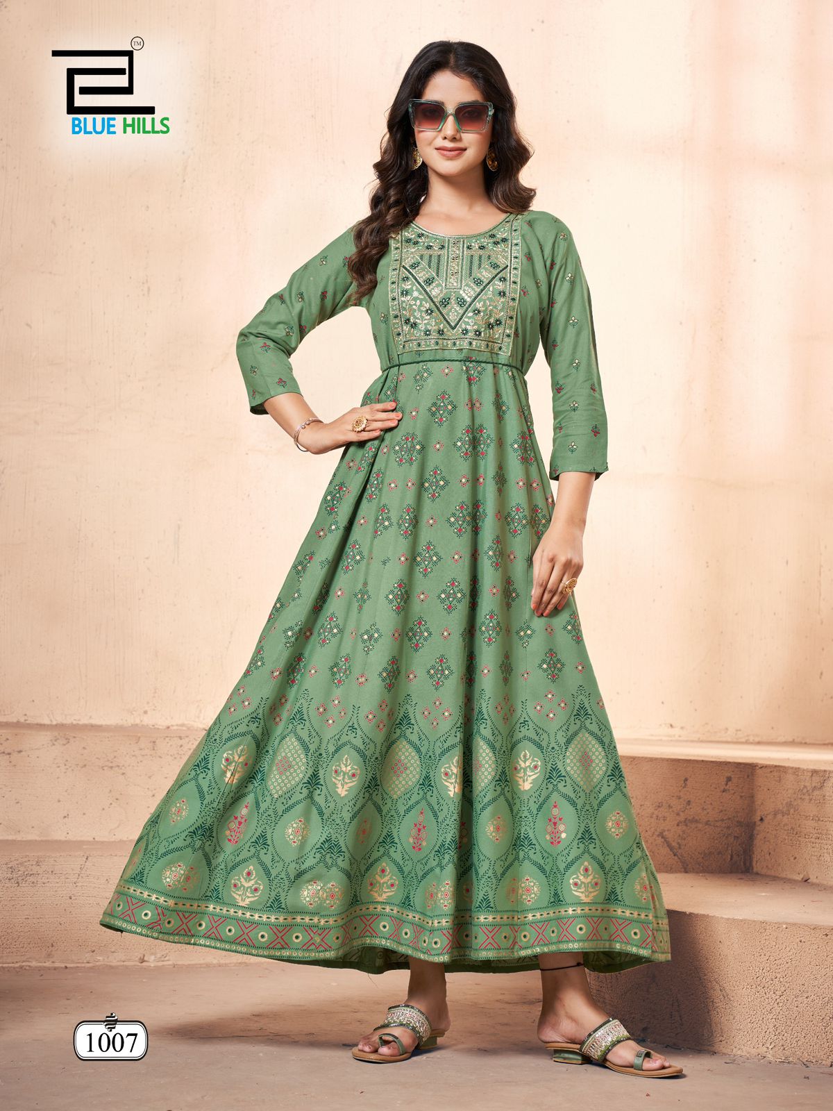 Festival Pro Max Blue Hills Rayon 14Kg Anarkali Kurtis Wholesale