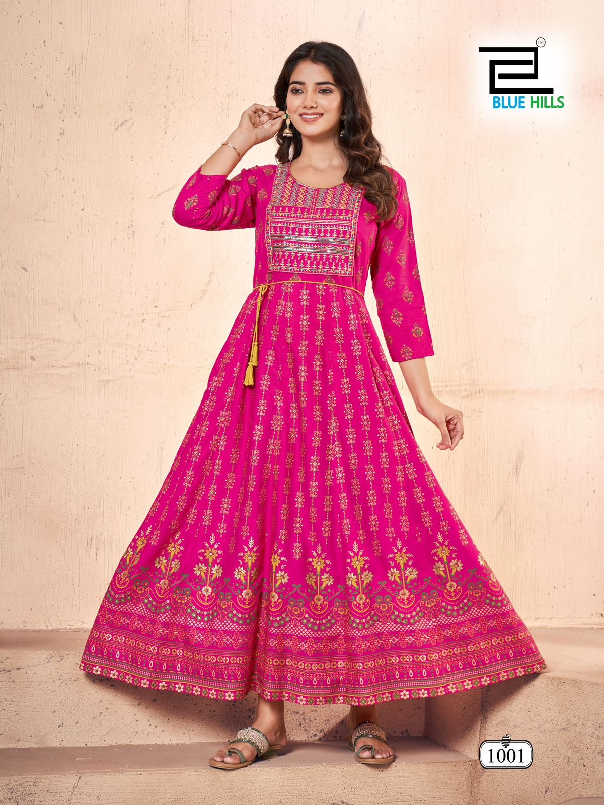 Festival Pro Max Blue Hills Rayon 14Kg Anarkali Kurtis Wholesale