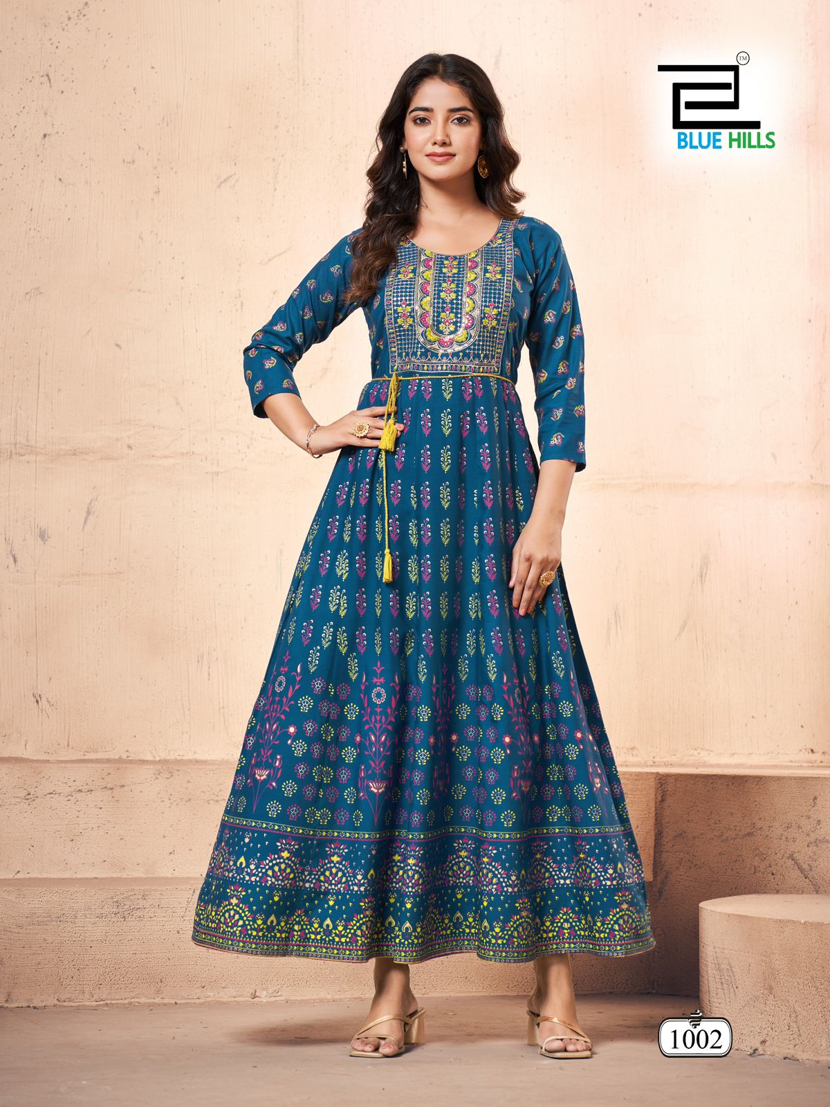 Festival Pro Max Blue Hills Rayon 14Kg Anarkali Kurtis Wholesale