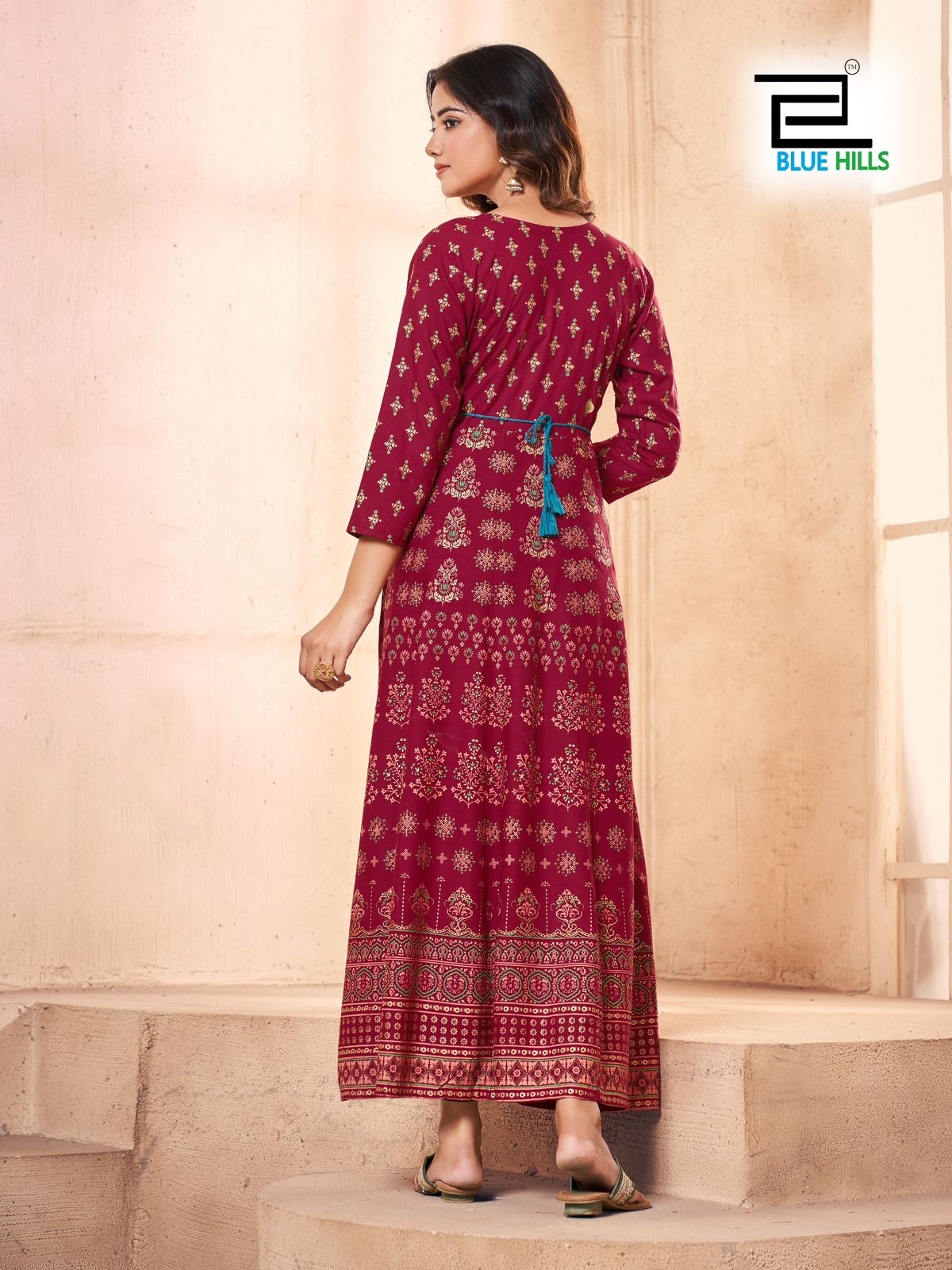 Festival Pro Max Blue Hills Rayon 14Kg Anarkali Kurtis Wholesale