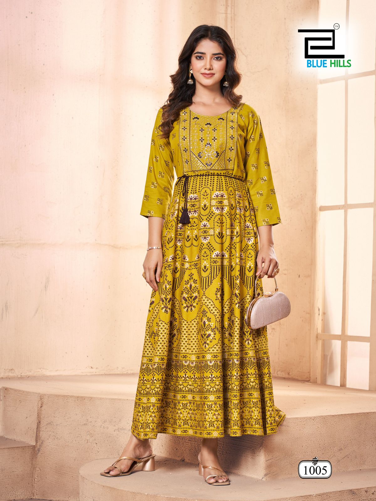 Festival Pro Max Blue Hills Rayon 14Kg Anarkali Kurtis Wholesale