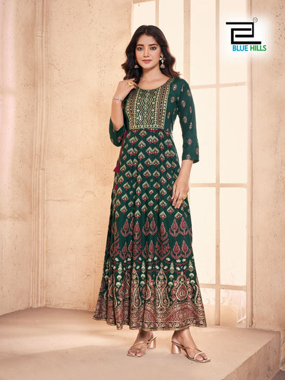 Festival Pro Max Nx Blue Hills Rayon 14Kg Anarkali Kurtis Exporter Gujarat