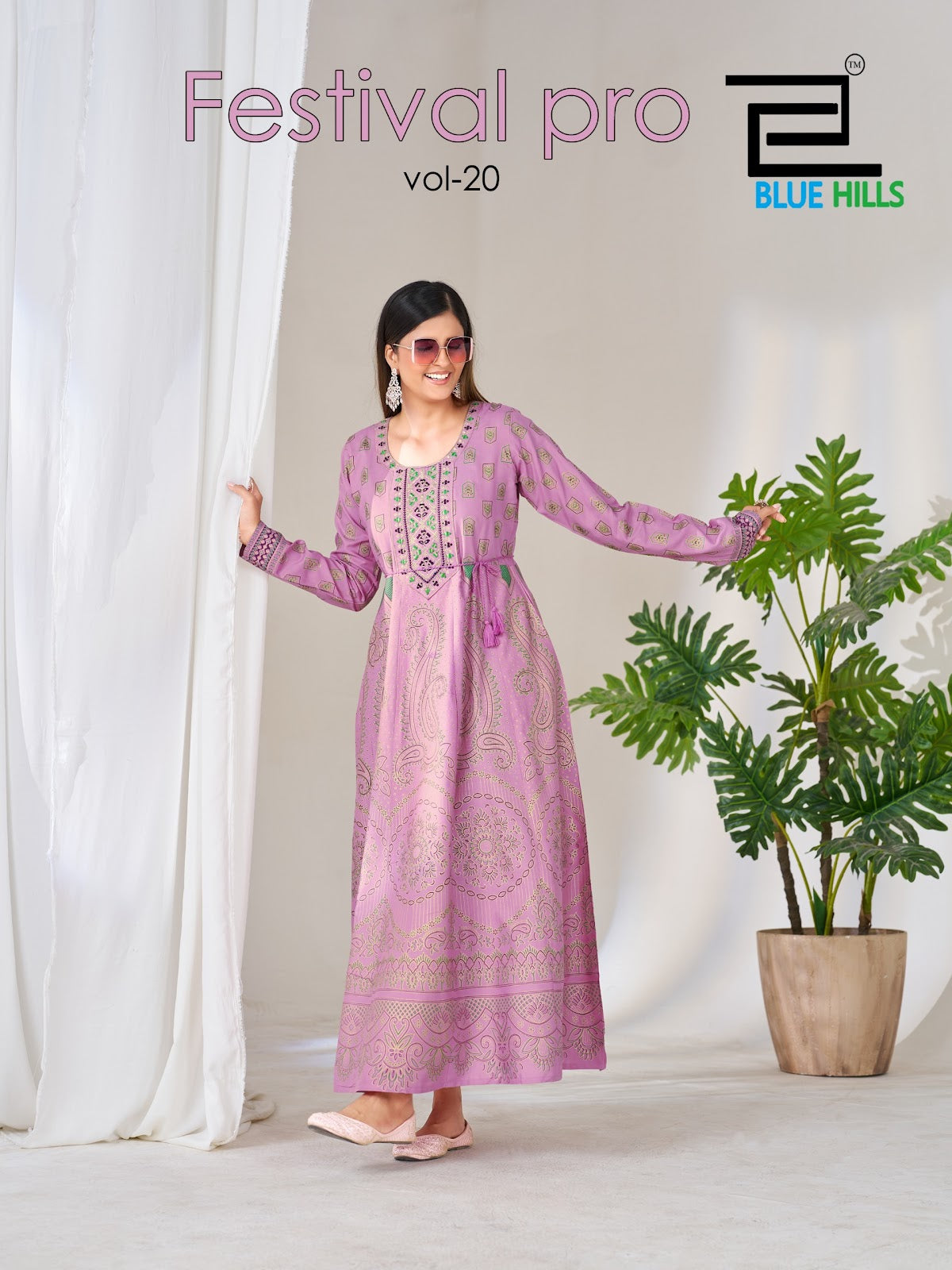 Festival Pro Vol 20 Blue Hills Rayon 14Kg Floor Length Kurtis Exporter India