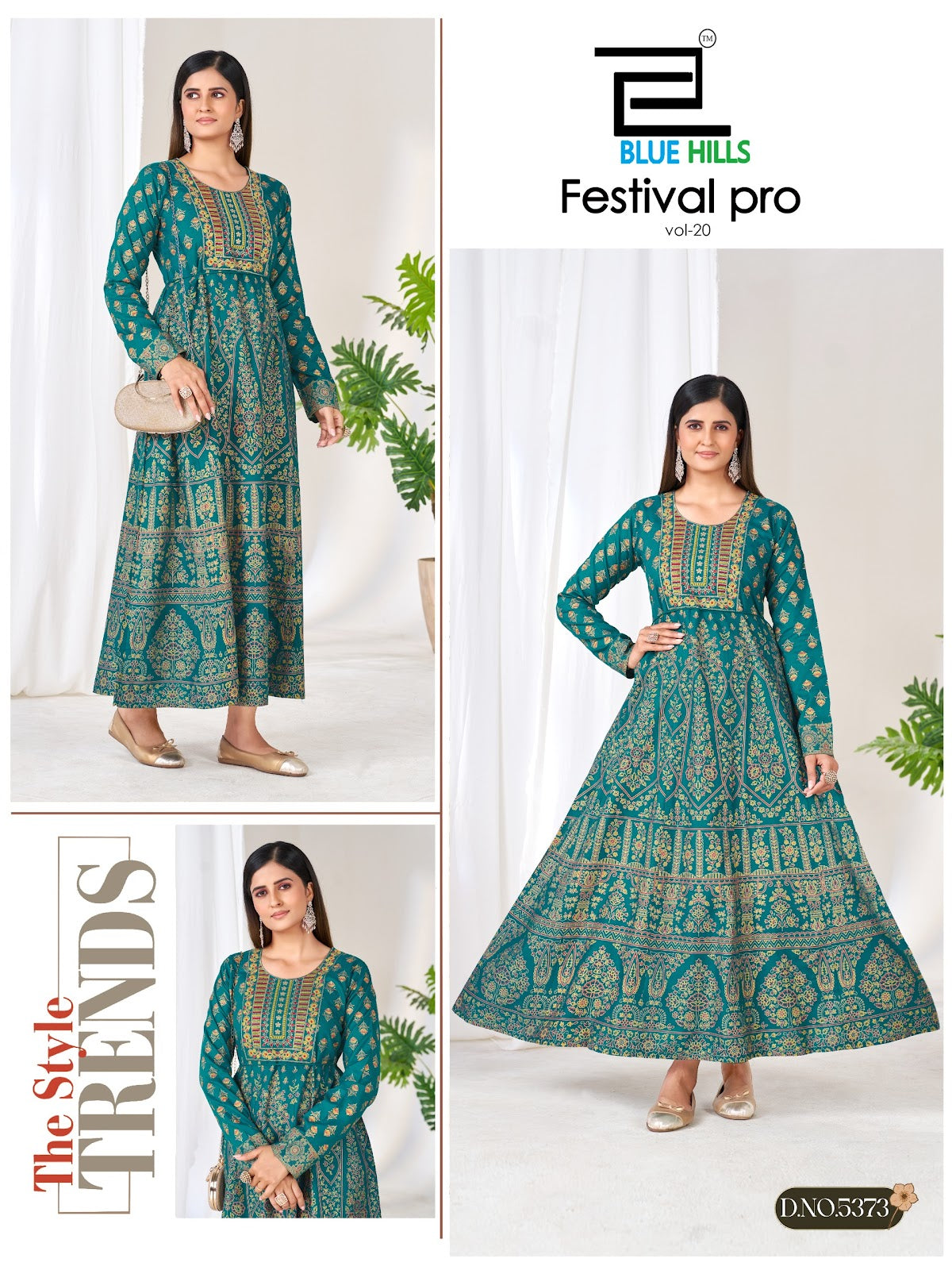 Festival Pro Vol 20 Blue Hills Rayon 14Kg Floor Length Kurtis Exporter India
