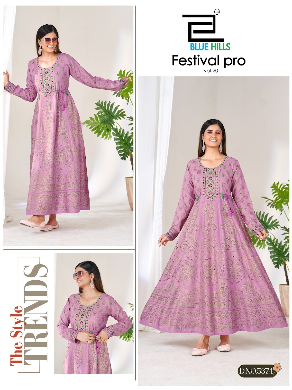 Festival Pro Vol 20 Blue Hills Rayon 14Kg Floor Length Kurtis Exporter India