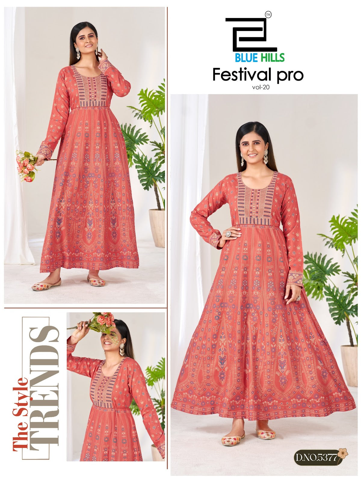 Festival Pro Vol 20 Blue Hills Rayon 14Kg Floor Length Kurtis Exporter India