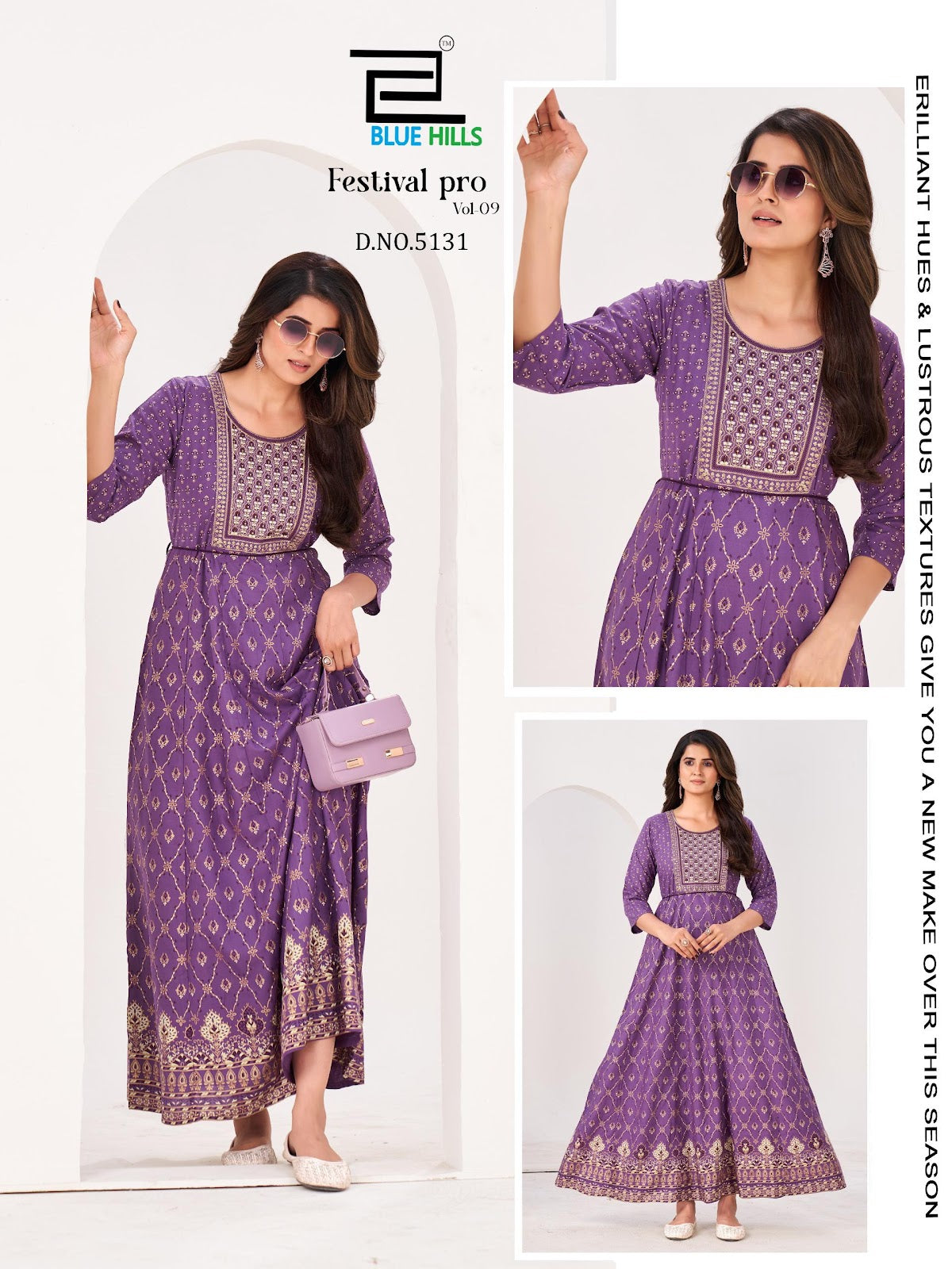 Festival Pro Vol 9 Blue Hills Rayon 14Kg Long Kurtis Wholesaler Ahmedabad