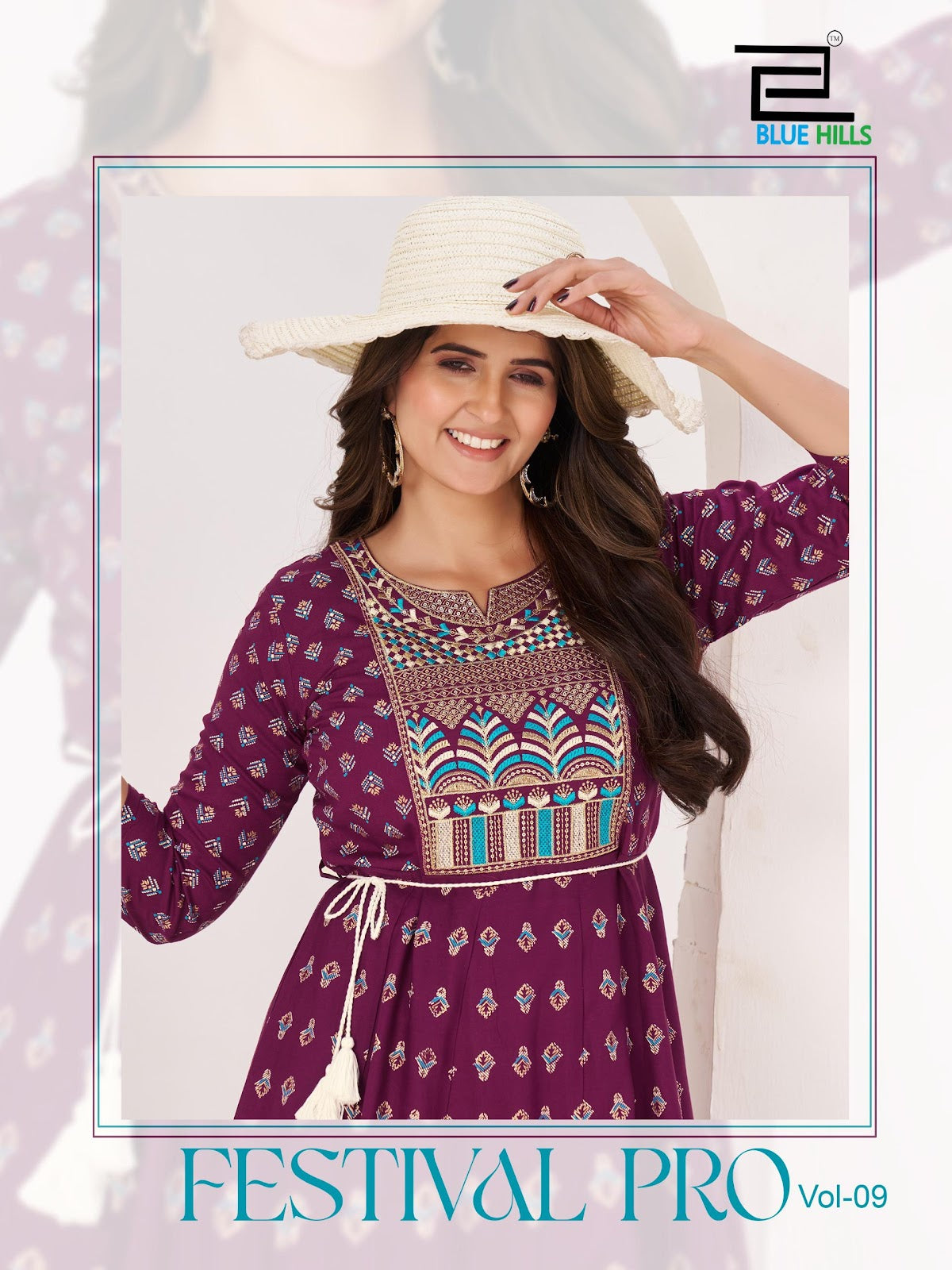Festival Pro Vol 9 Blue Hills Rayon 14Kg Long Kurtis Wholesaler Ahmedabad