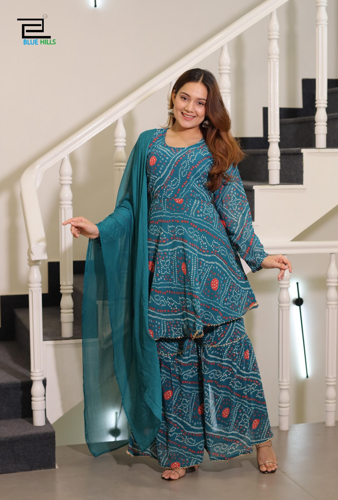 Festival Season Bluehills Georgette Readymade Sharara Suits Wholesale Price