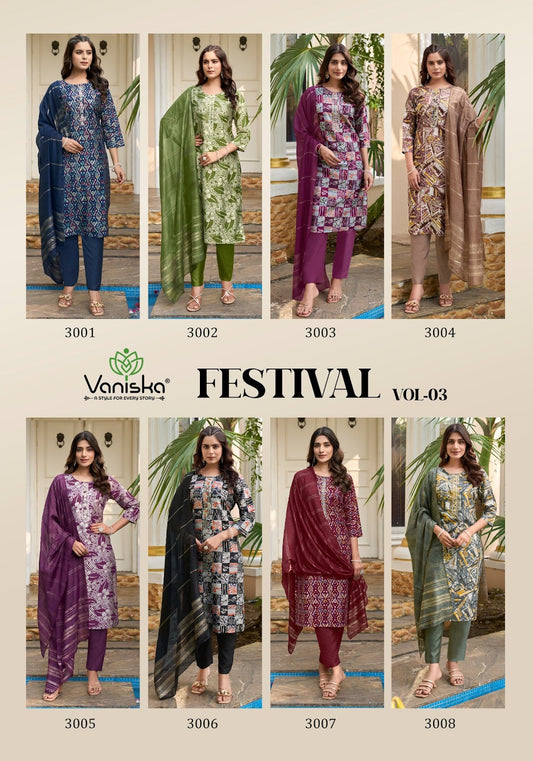 Festival Vol 3 Vaniska Modal Chanderi Readymade Pant Style Suits Wholesaler