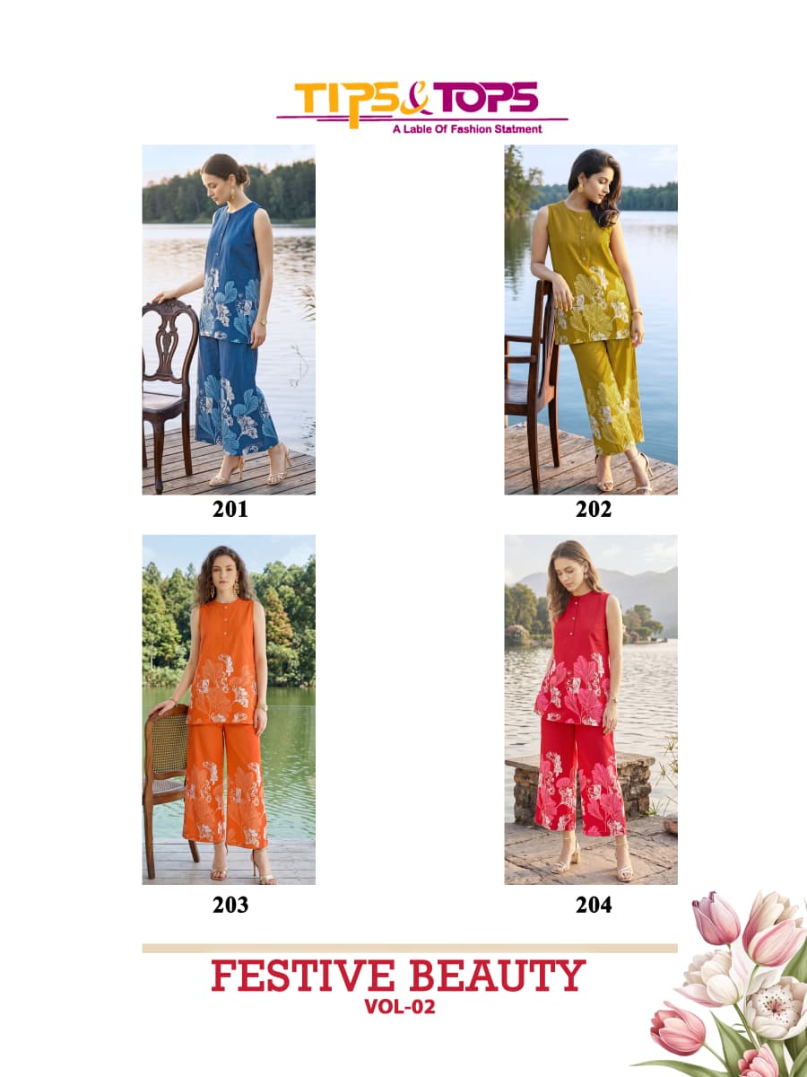Festive Beauty Vol 2 Tips Tops Reyon Co Ord Set Exporter Gujarat