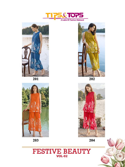 Festive Beauty Vol 2 Tips Tops Reyon Co Ord Set Exporter Gujarat