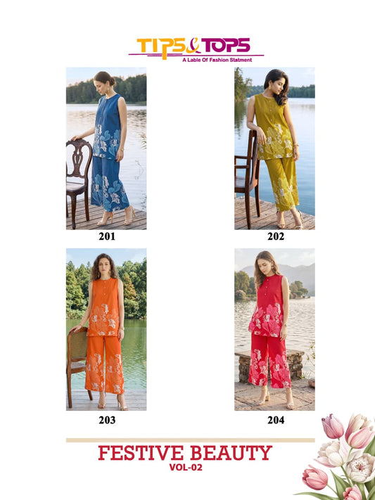 Festive Beauty Vol 2 Tips Tops Reyon Co Ord Set Exporter Gujarat