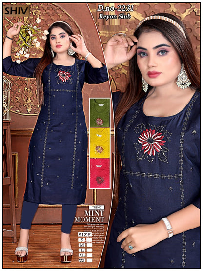 Festive Delights Shiv Rayon Knee Length Kurtis Manufacturer