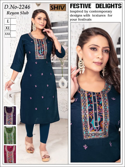 Festive Delights Shiv Rayon Knee Length Kurtis Manufacturer