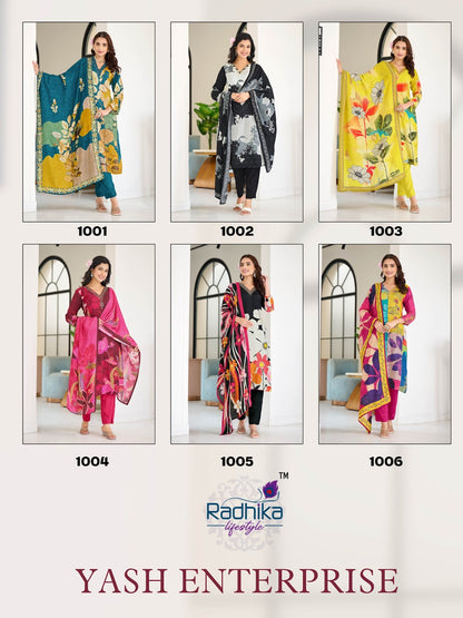 Festive Diaries Vol 1 Radhika Lifestyle Muslin Readymade Pant Style Suits Exporter Gujarat