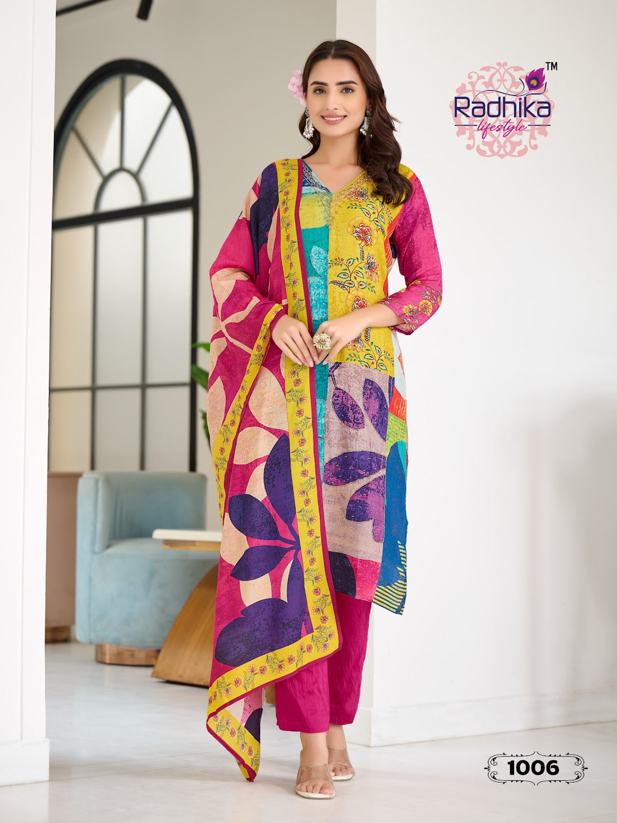 Festive Diaries Vol 1 Radhika Lifestyle Muslin Readymade Pant Style Suits Exporter Gujarat