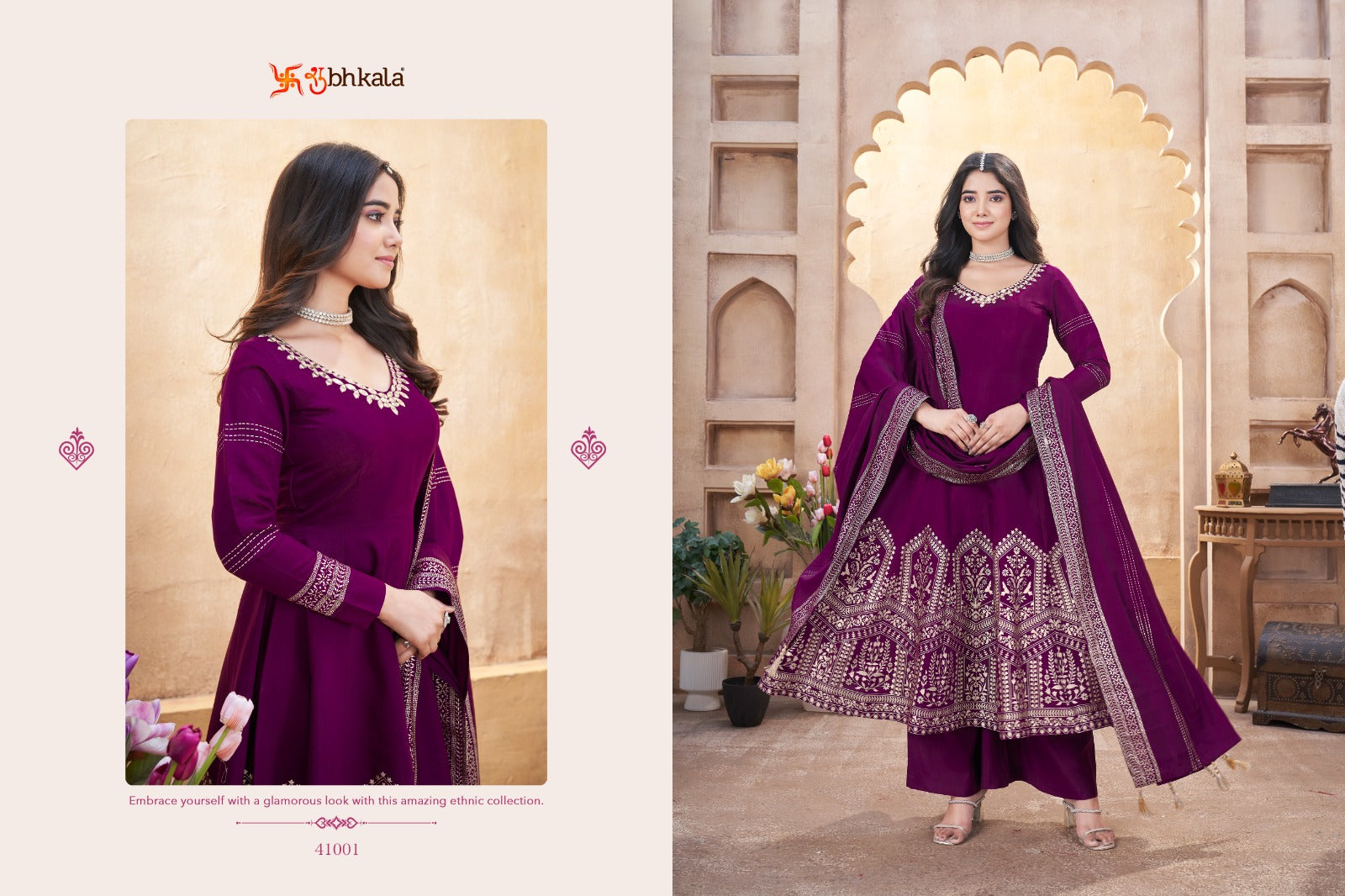 Festive Flair 41001-41004 Shubhkala Roman Silk Readymade Anarkali Suits Manufacturer Ahmedabad