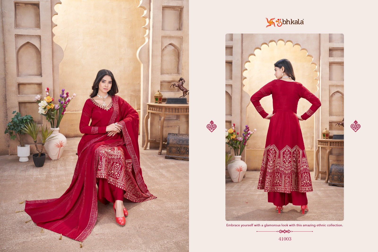 Festive Flair 41001-41004 Shubhkala Roman Silk Readymade Anarkali Suits Manufacturer Ahmedabad