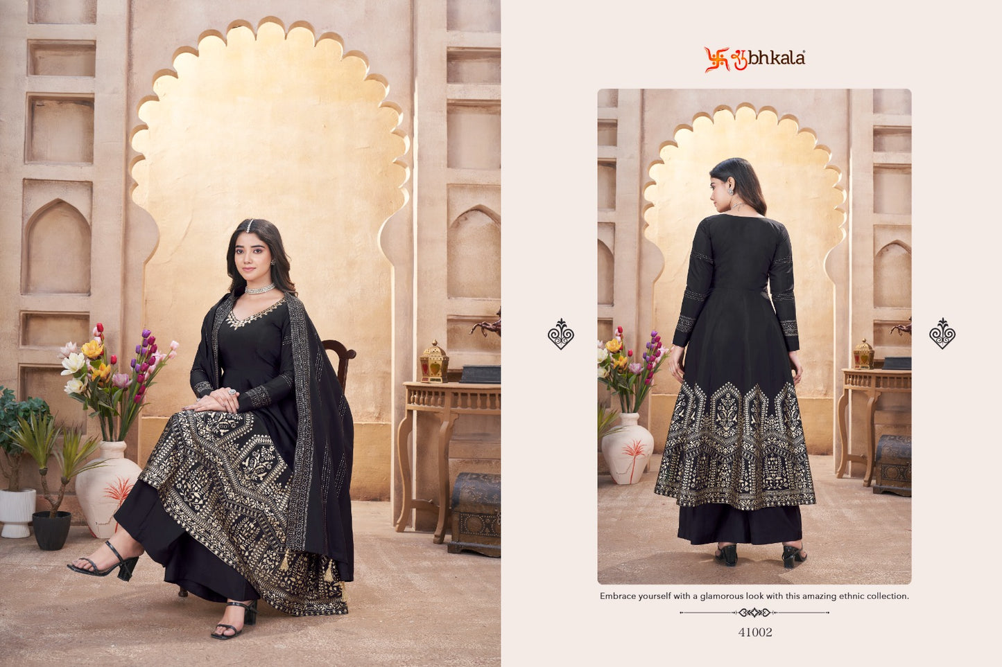 Festive Flair 41001-41004 Shubhkala Roman Silk Readymade Anarkali Suits Manufacturer Ahmedabad