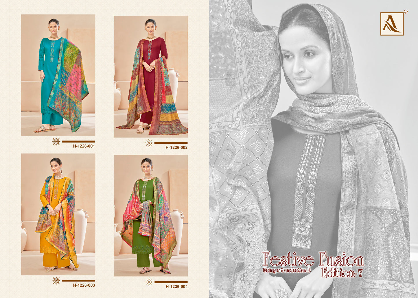Festive Fusion Edition 7 Alok Pure Zam Karachi Salwar Suits Exporter Gujarat
