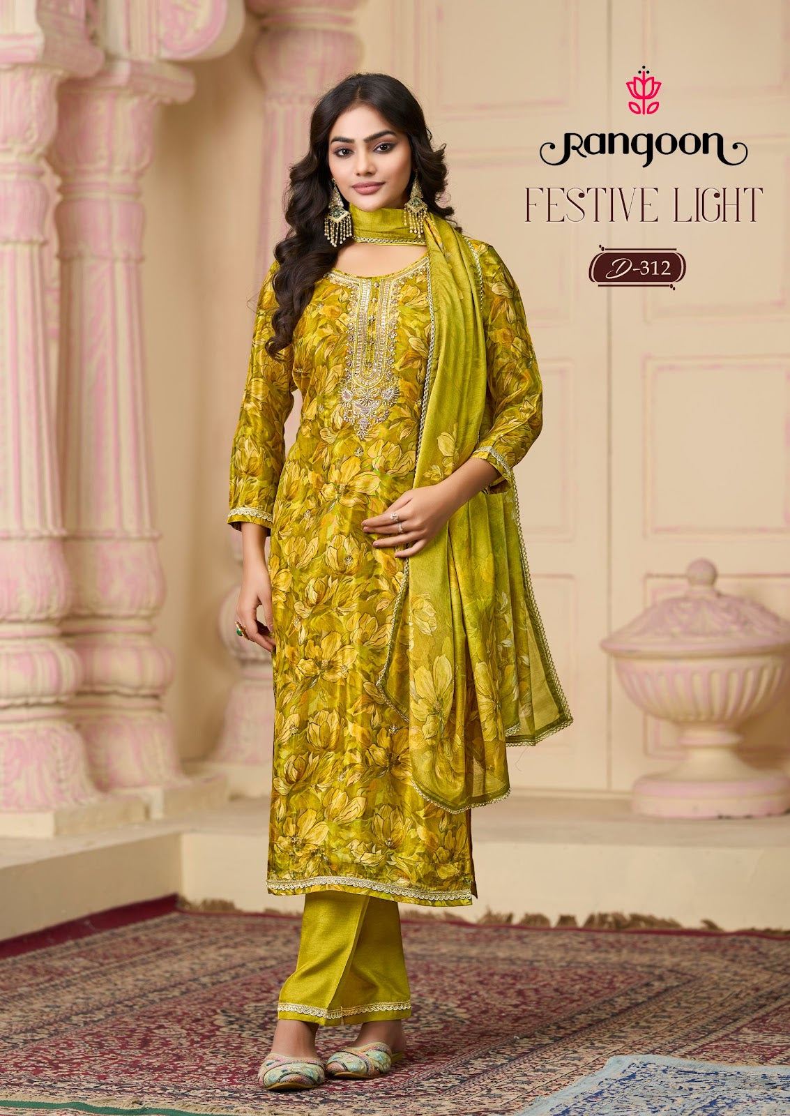 Festive Light Rangoon Pure Viscose Readymade Pant Style Suits Supplier Gujarat