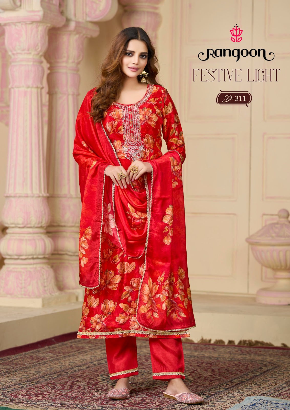 Festive Light Rangoon Pure Viscose Readymade Pant Style Suits Supplier Gujarat