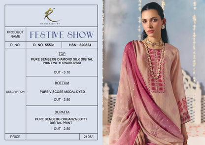 Festive Show 55531 Rakhi Fashion Pure Bemberg Pant Style Suits Exporter Gujarat