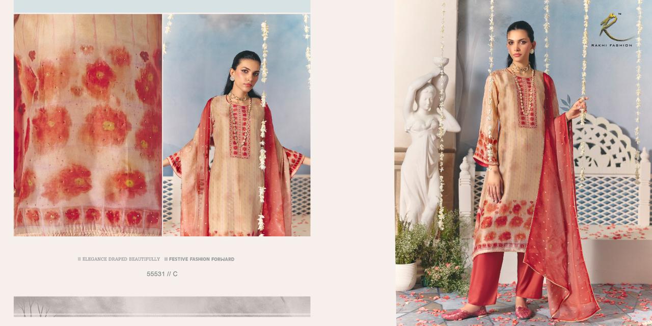 Festive Show 55531 Rakhi Fashion Pure Bemberg Pant Style Suits Exporter Gujarat