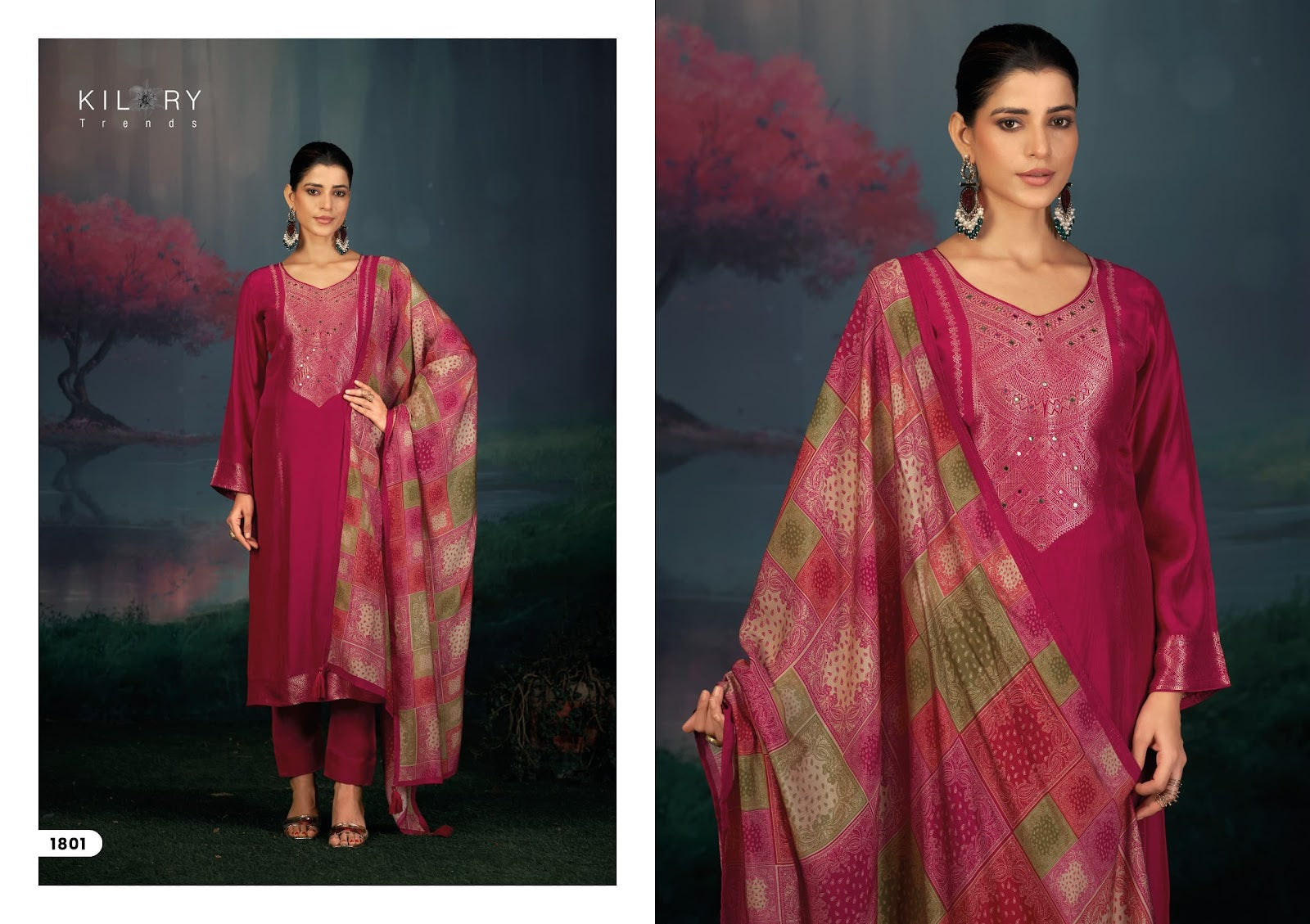 Festive Show Kilory Jacquard Silk Pant Style Suits Supplier Gujarat