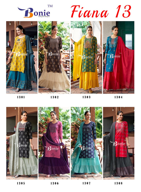 Fiana 13 Bonie Rayon 14Kg Readymade Skirt Style Suits Wholesale Price