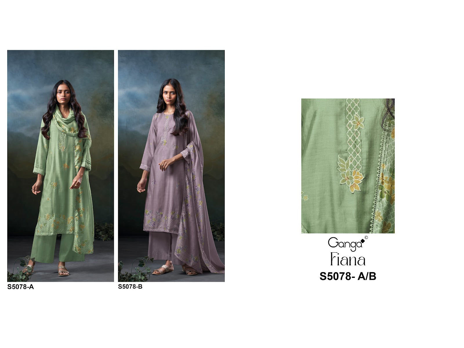 Fiana S5078 Ganga Bemberg Silk Plazzo Style Suits Wholesale Rate